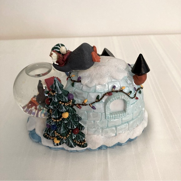 Mini Snow Globe Cute Penguins by an Igloo w/a Small Penguin In A Snow Globe - Picture 3 of 7